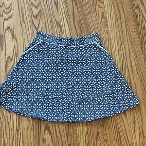 Under Skies Navy& White Geometric Print Dress / Top – Side Zip – Contrast Piping